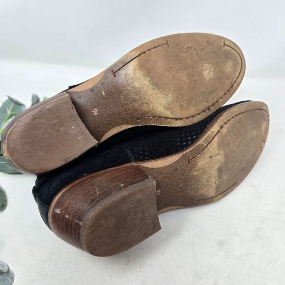 SAM EDELMAN Perforated Low Heel Black Suede Booties 7.5 - Picture 8 of 10